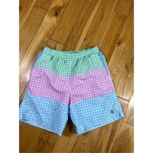 J Bailey Boys Gingham Swim Trunks Size 12